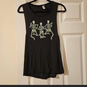 Black Skeleton Graphic Women's Tank Top